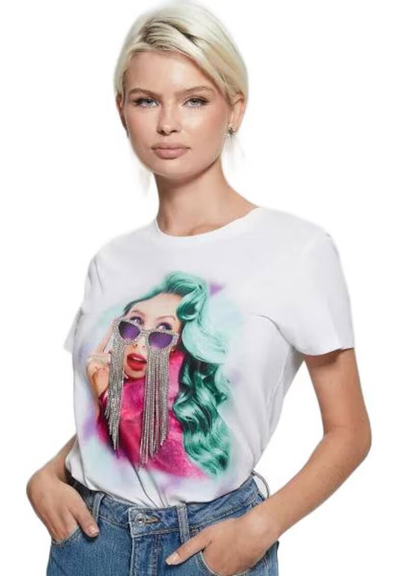 Guess Tricou dama Bumbac - Alb -