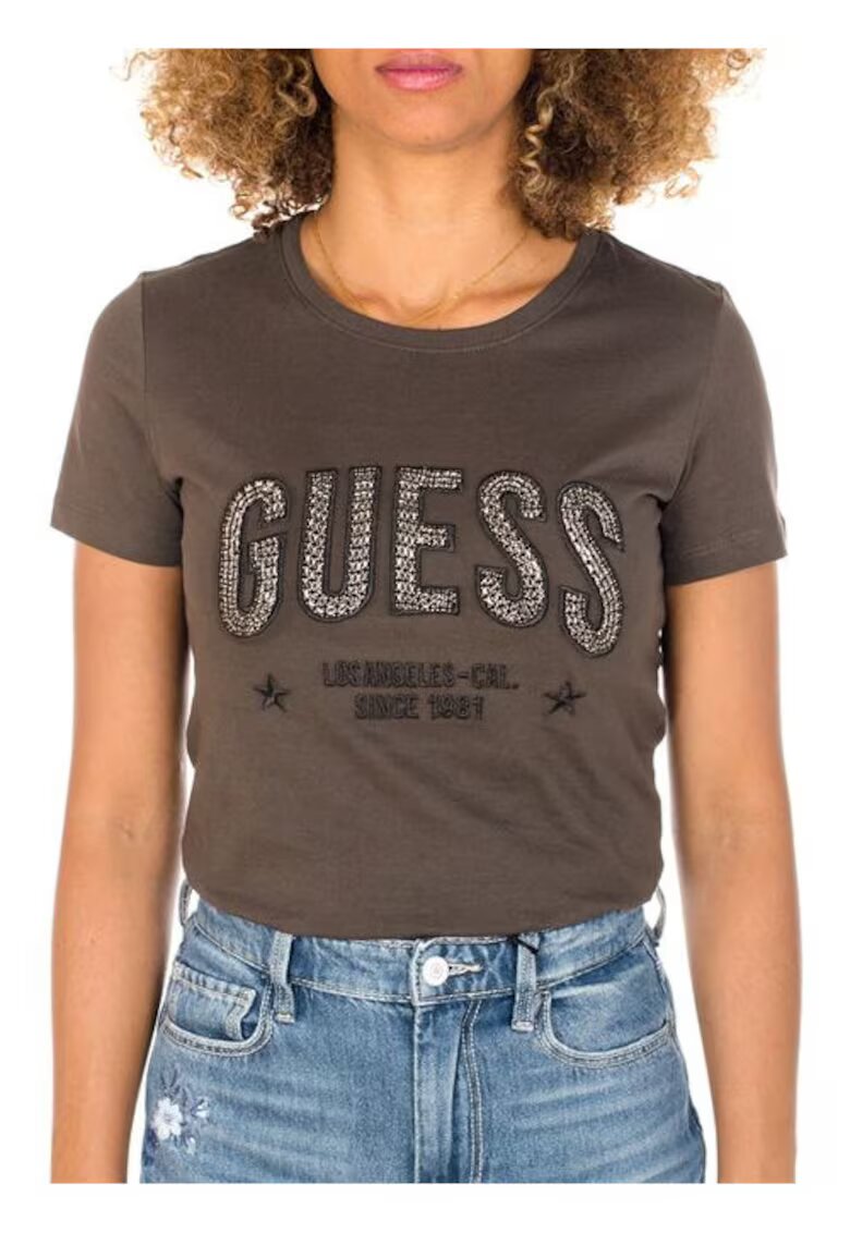 Guess Tricou dama Bumbac - Maro - Maro