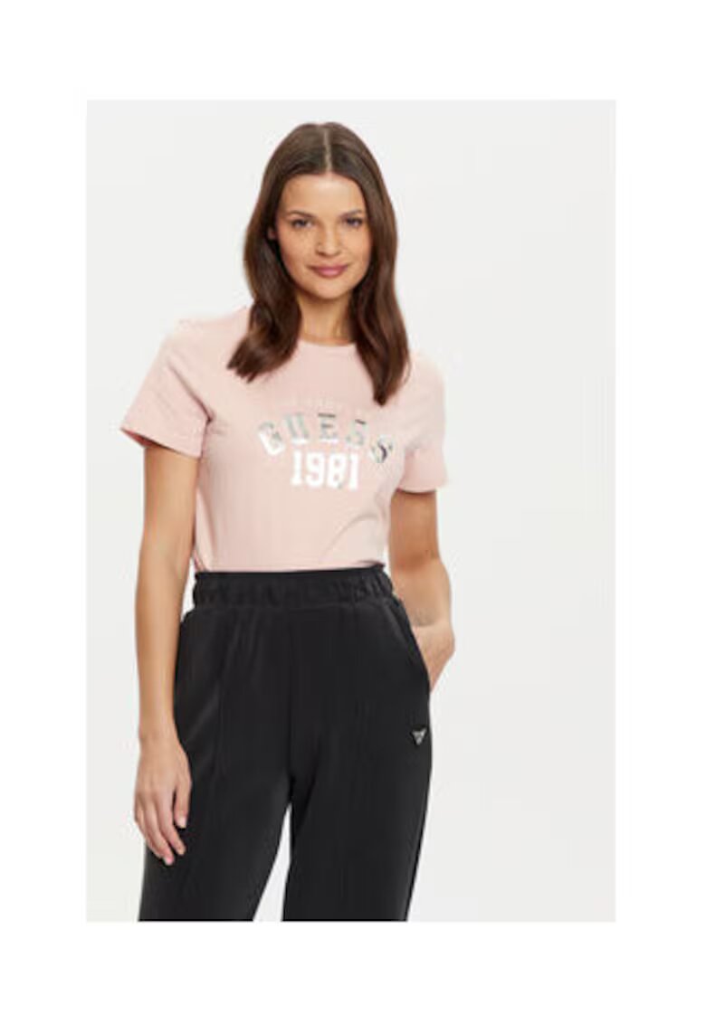 Guess Tricou dama bumbac - Roz