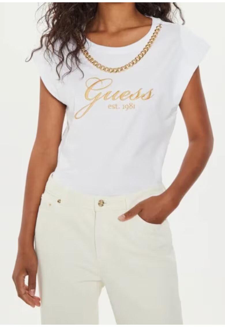 Guess Tricou dama Sintetic - Alb