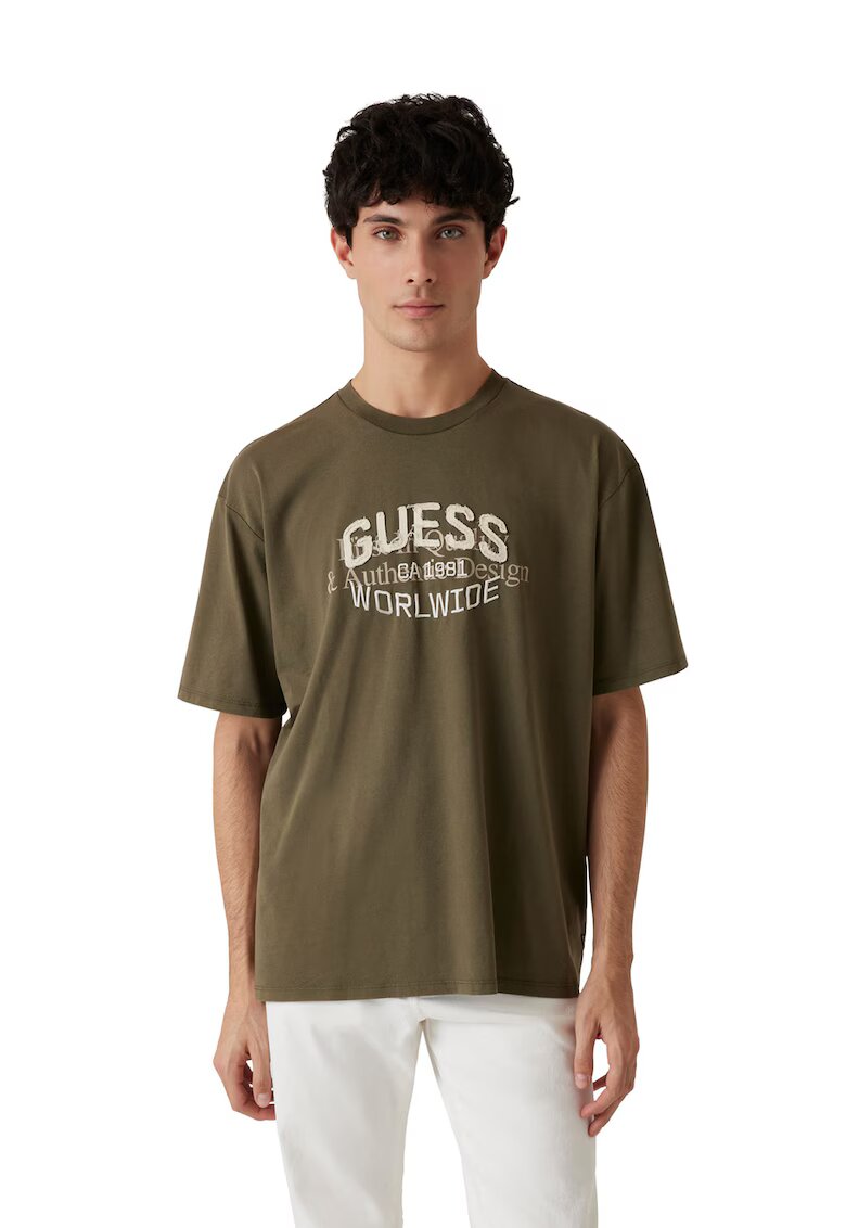 Guess Tricou de bumbac cu aplicatie logo