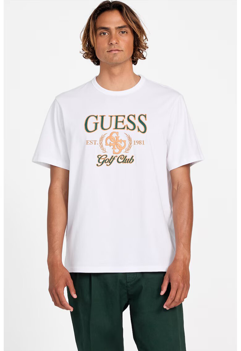 Guess Tricou de bumbac cu logo brodat