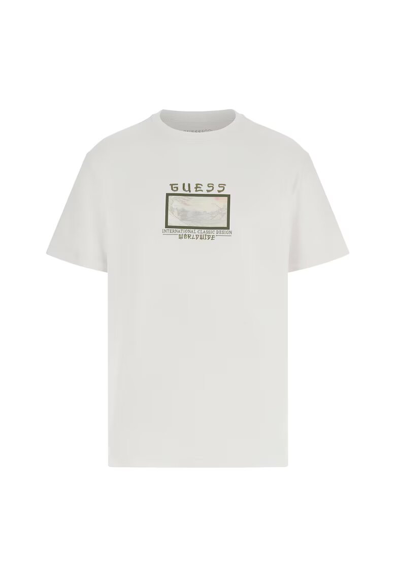 Guess Tricou din amestec de modal cu decolteu la baza gatului - Alb
