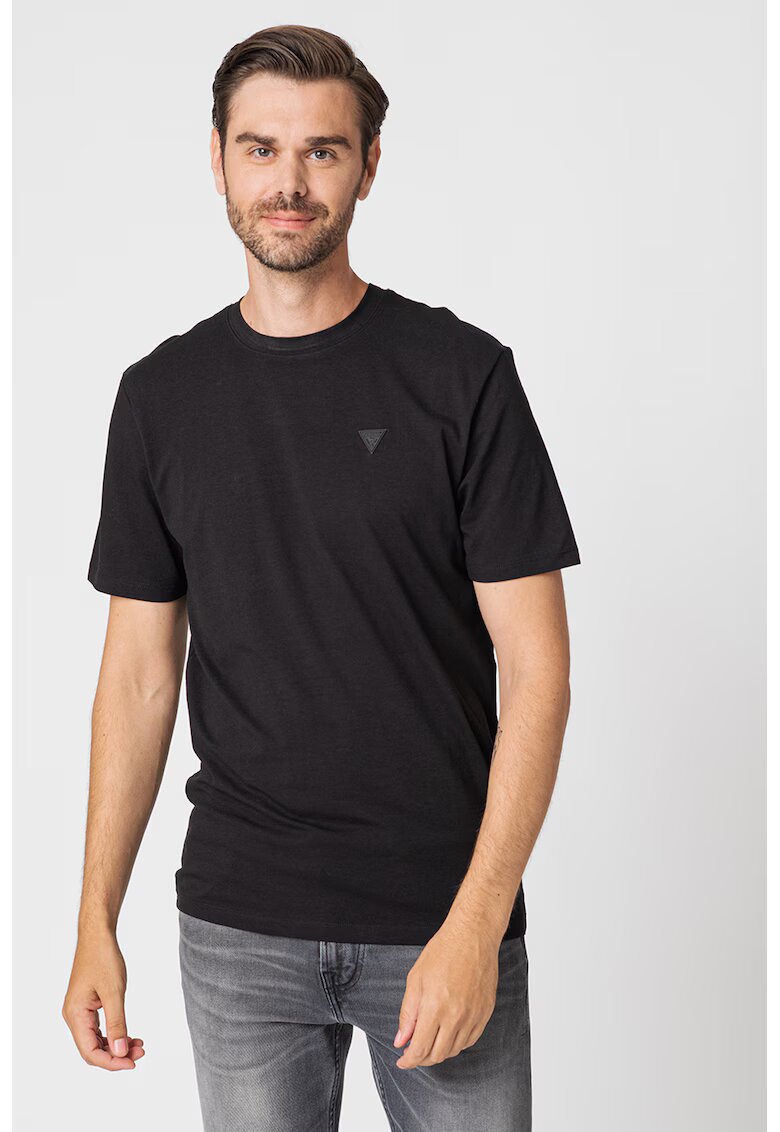 Guess Tricou din amestec de modal cu decolteu la baza gatului - Negru
