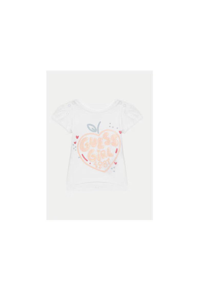 Guess Tricou din bumbac cu imprimeu logo - alb
