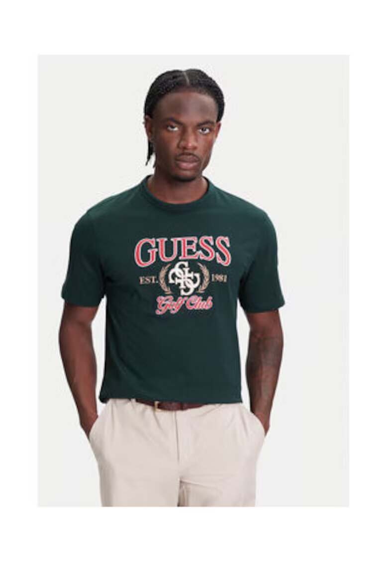 Guess Tricou elastic din bumbac si bumbac organic cu logo -