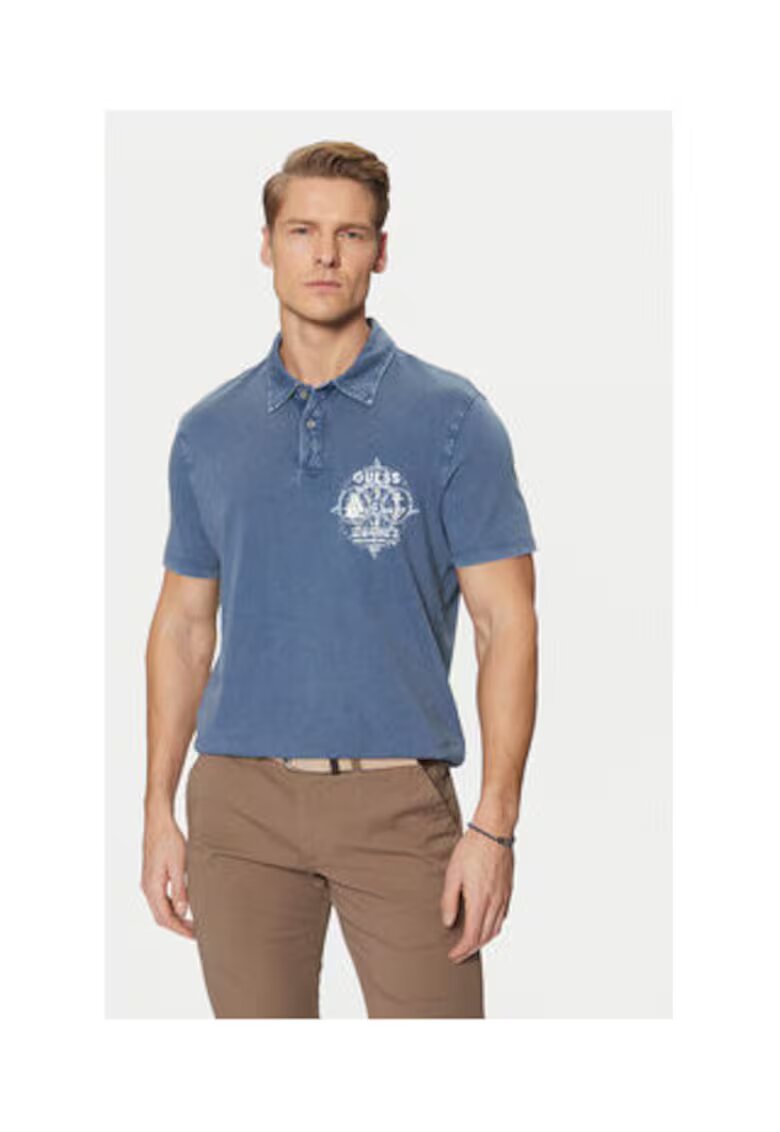 Guess Tricou polo cu aspect decolorat