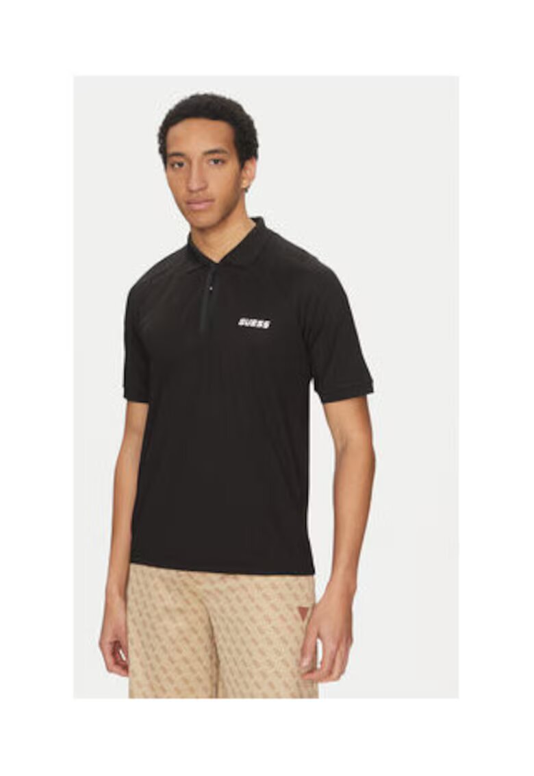 Guess Tricou polo cu imprimeu - Negru