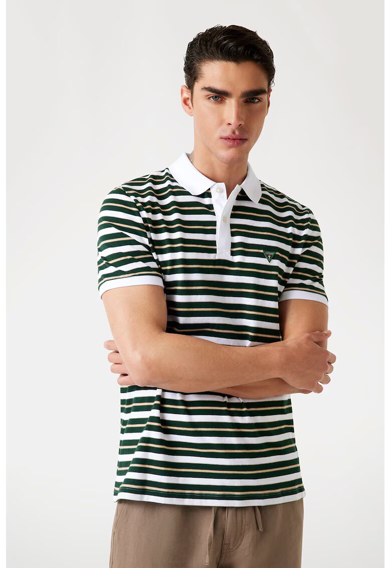 Guess Tricou polo cu model in dungi