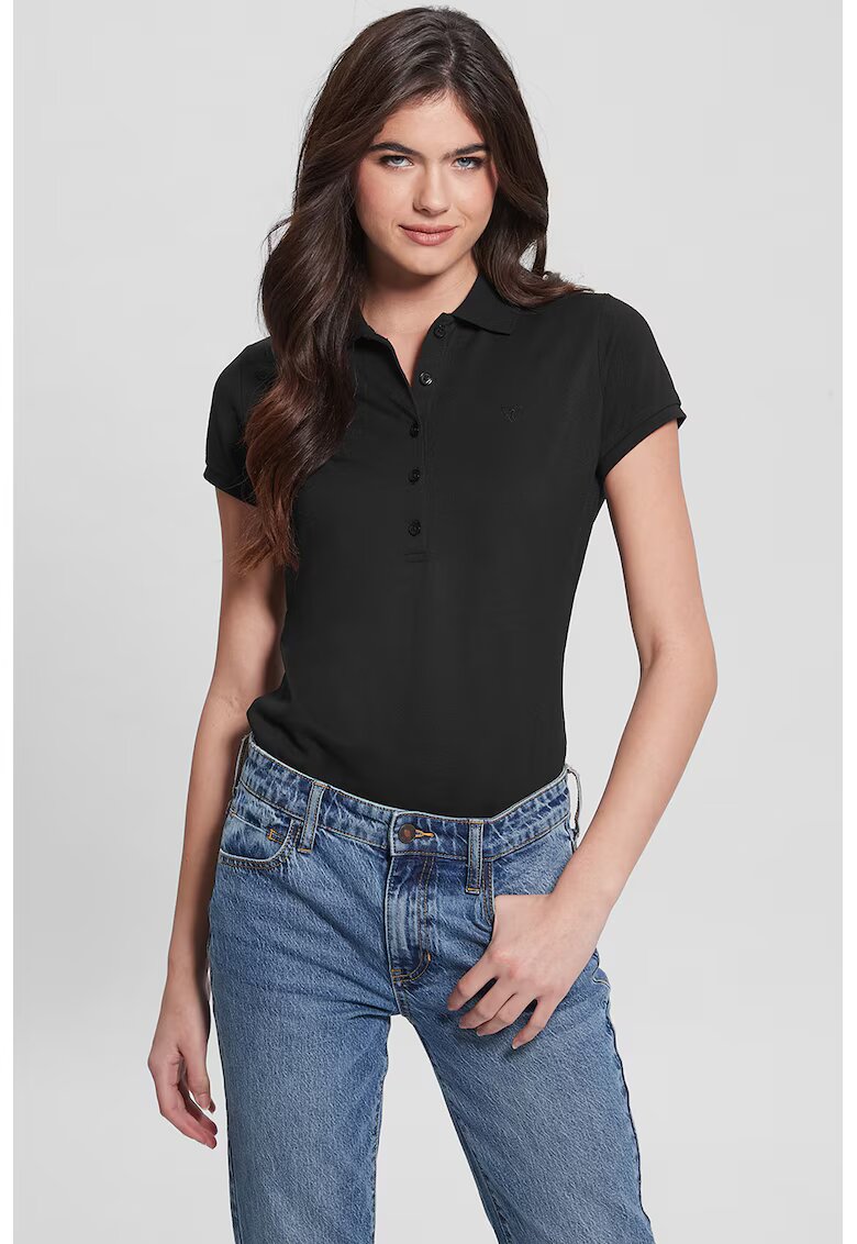 Guess Tricou polo cu model uni - Negru