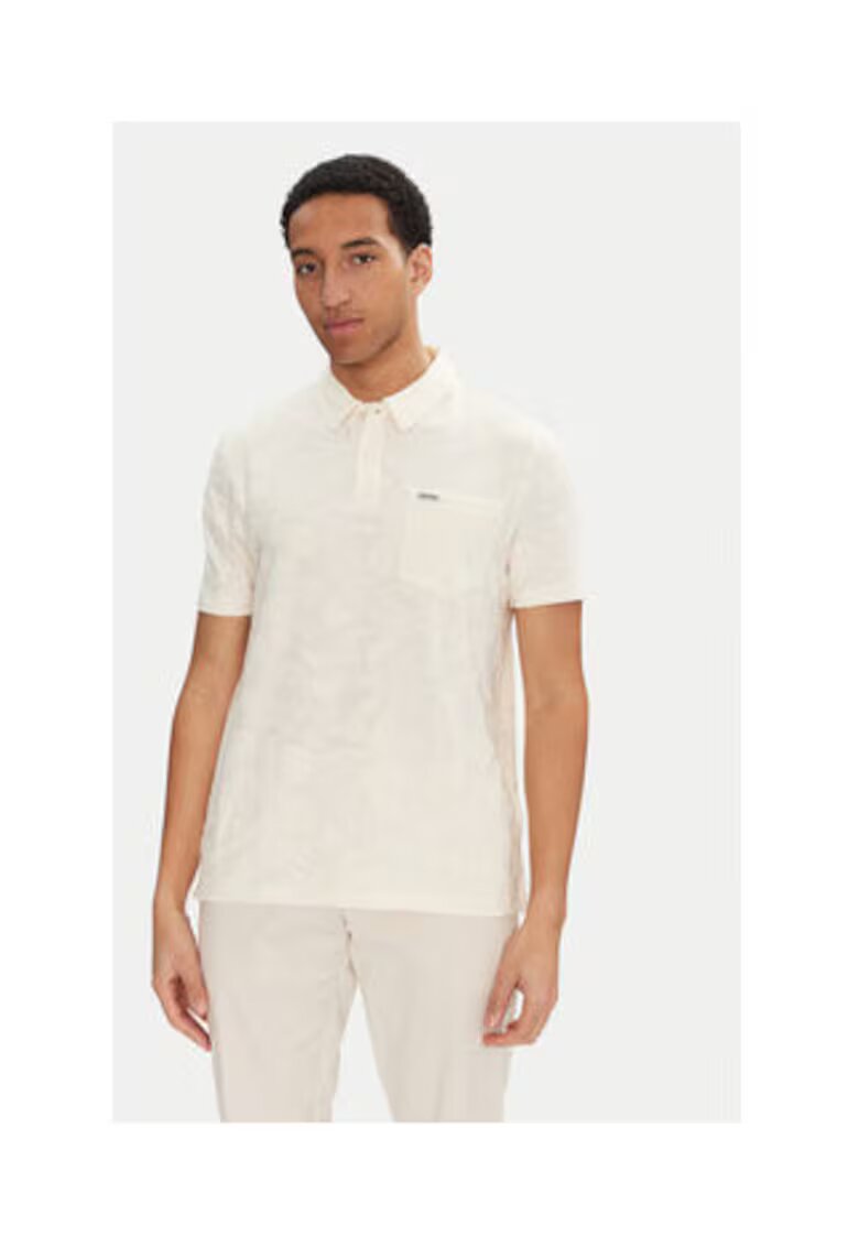 Guess Tricou polo din amestec de bumbac cu buzunar aplicat pe piept