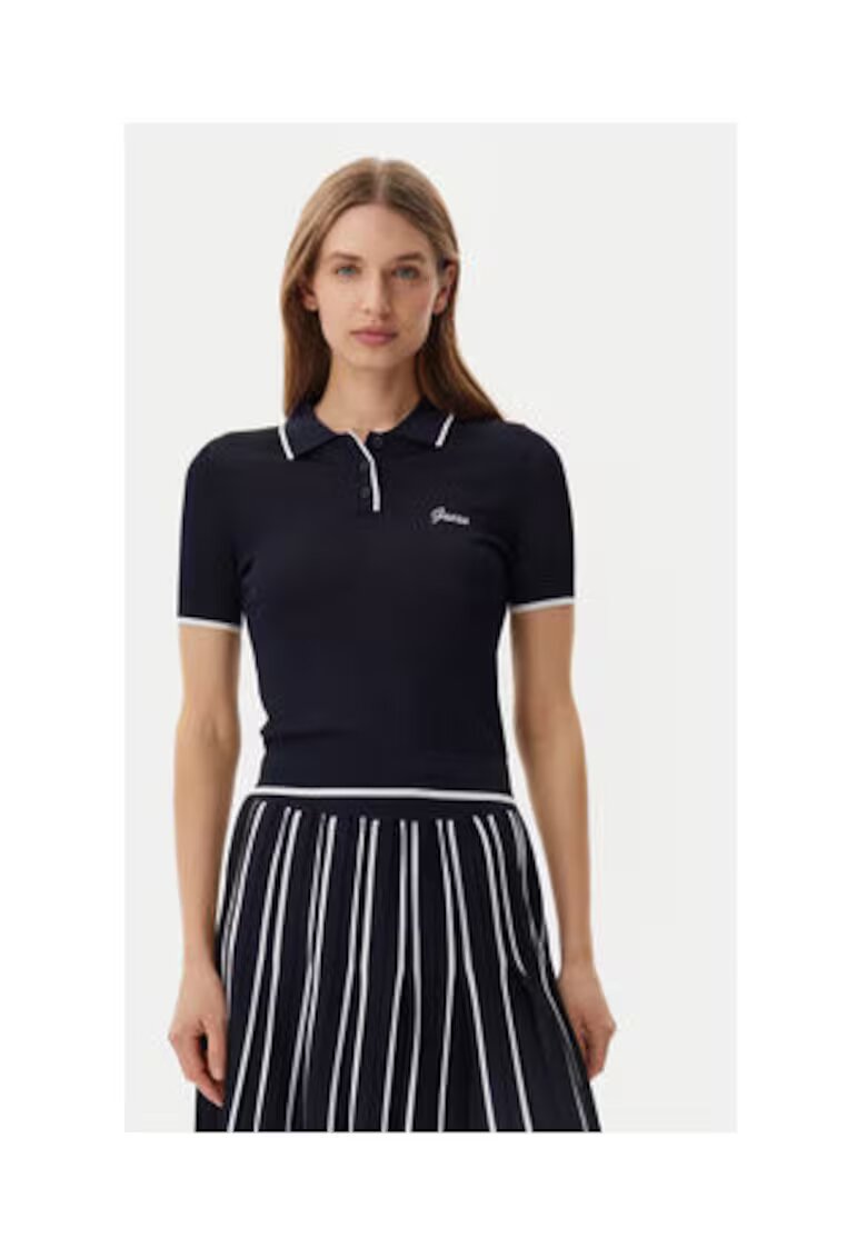 Guess Tricou polo din tricot cu logo