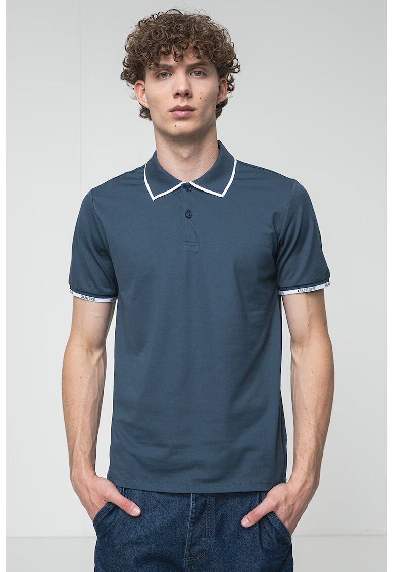 Guess Tricou polo slim fit - Bleumarin