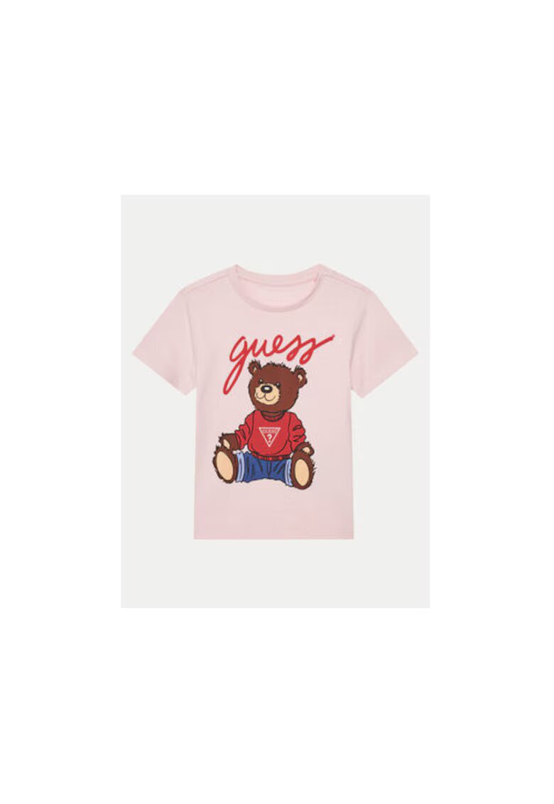 Guess Tricou roz cu imprimeu cu ursulet