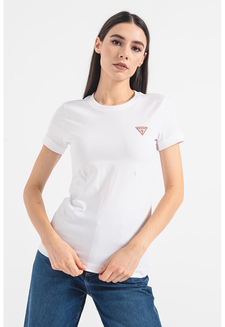 Guess Tricou slim fit cu logo discret - Alb