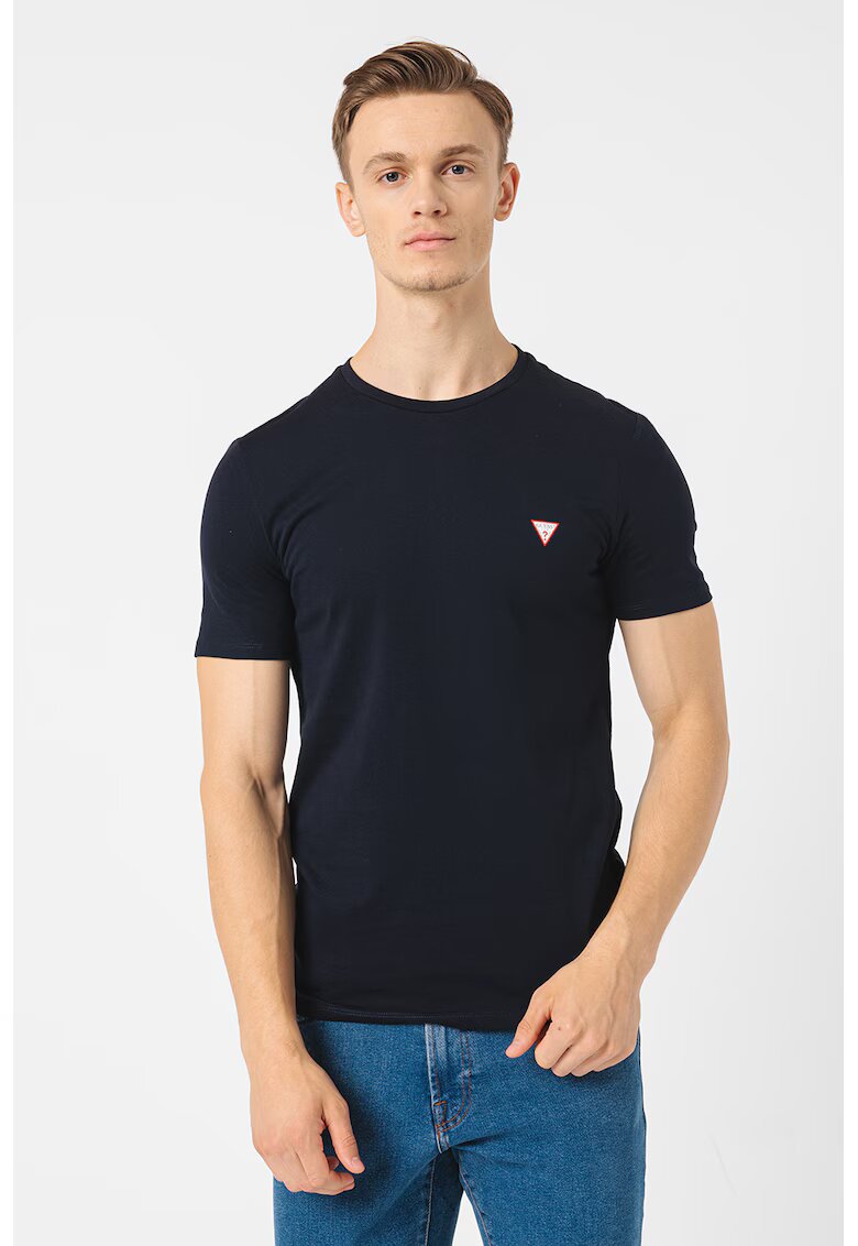 Guess Tricou slim fit de bumbac - Albastru ultramarin