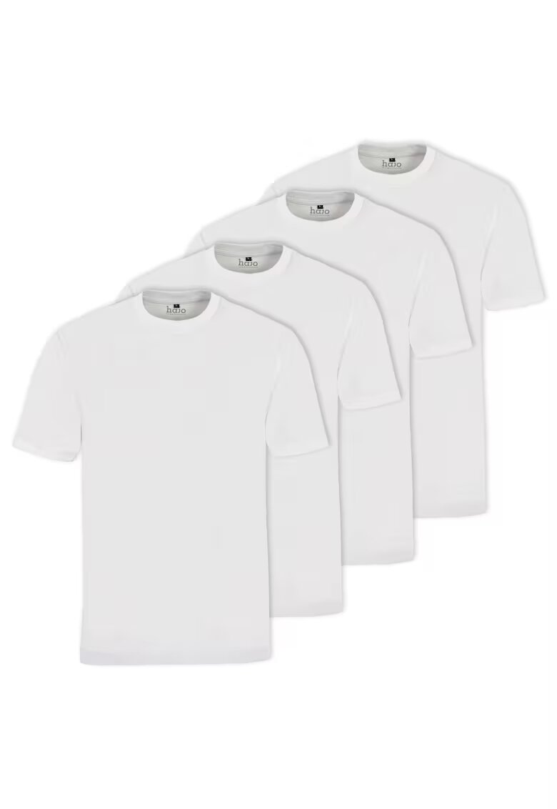 hajo Set de tricouri de bumbac cu decolteu la baza gatului - 4 piese - Alb