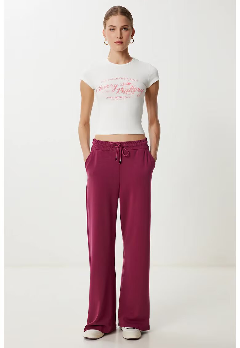 Happiness Istanbul Pantaloni dama - - pantaloni de trening - picior lat - mov ametist - textil