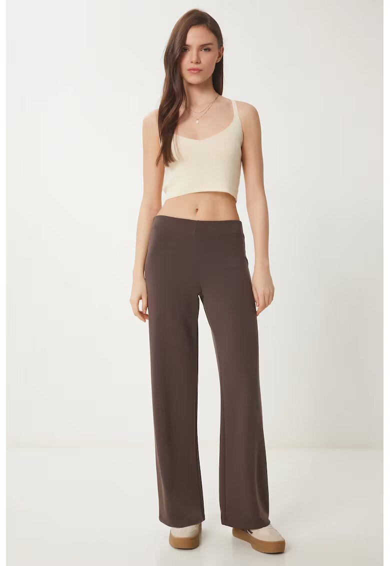 Happiness Istanbul Pantaloni dama - - Pantaloni de trening Regular Fit - talie elastica - mocca - textil