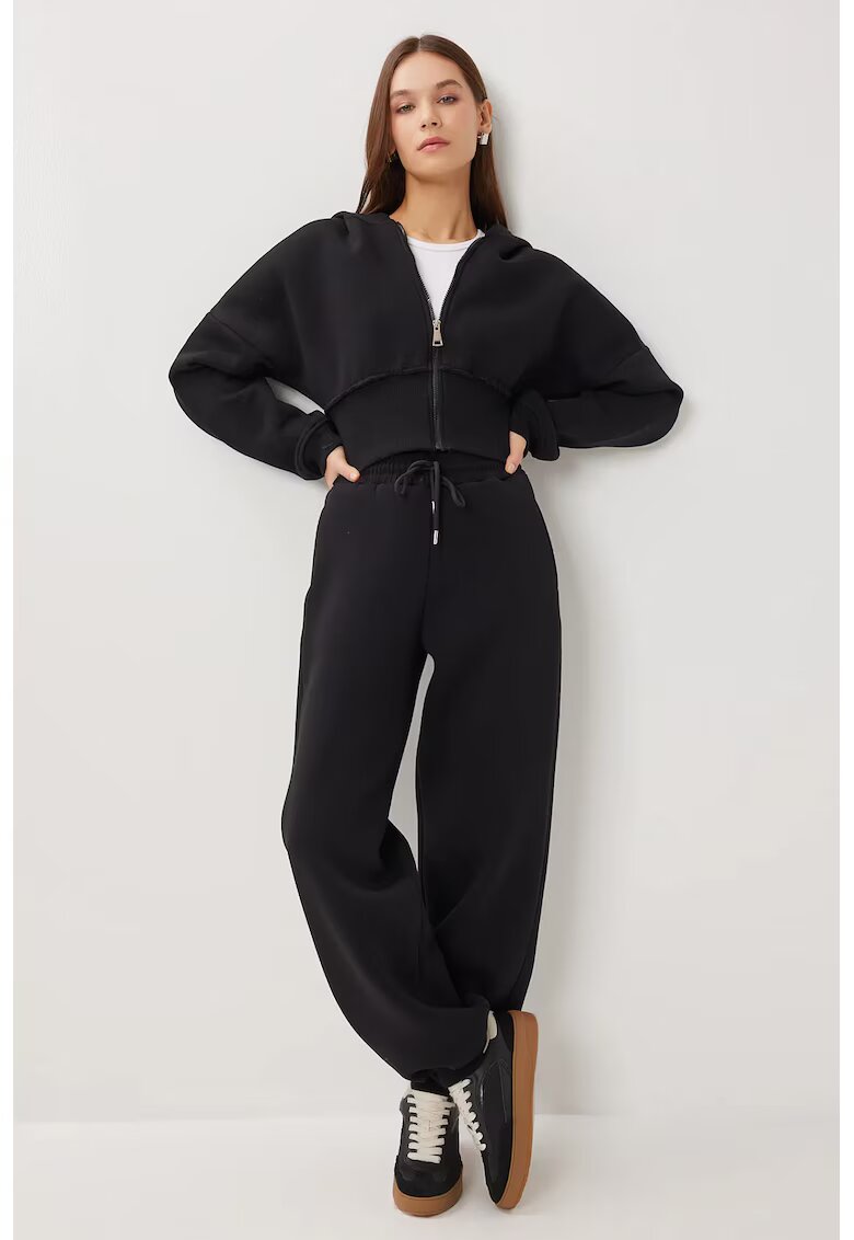 Happiness Istanbul Trening dama - Hanorac cu Gluga - Pantaloni Largi - Negru