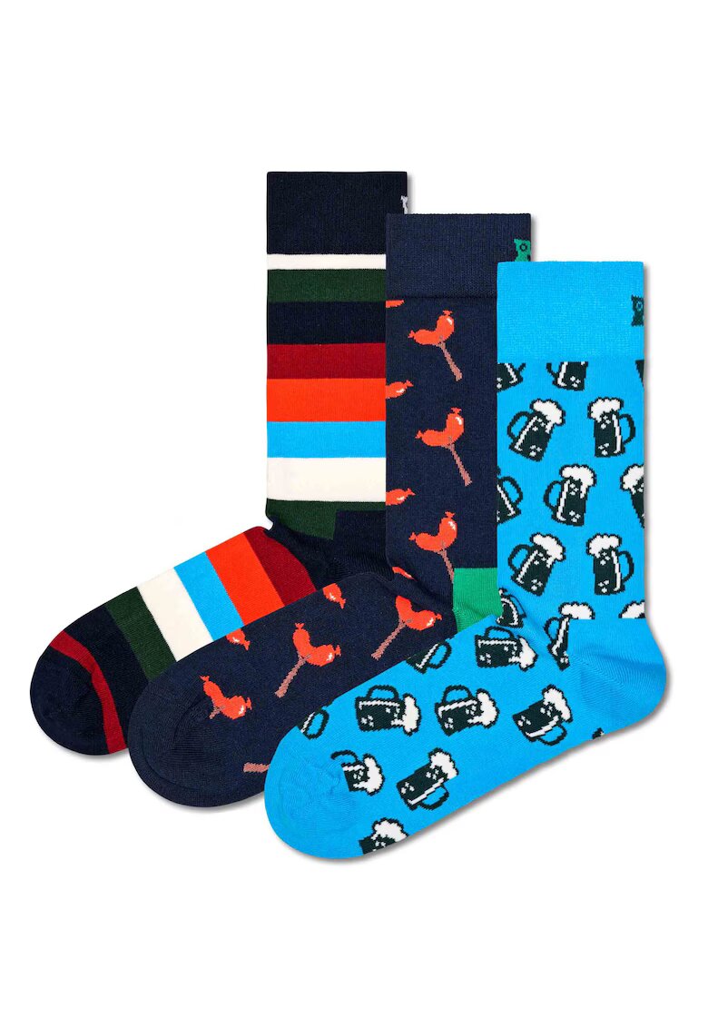 Happy socks Set de sosete lungi unisex- 3 perechi - Albastru