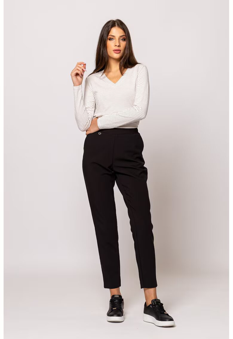 Heavy Tools Pantaloni cu talie inalta si croiala conica - Negru
