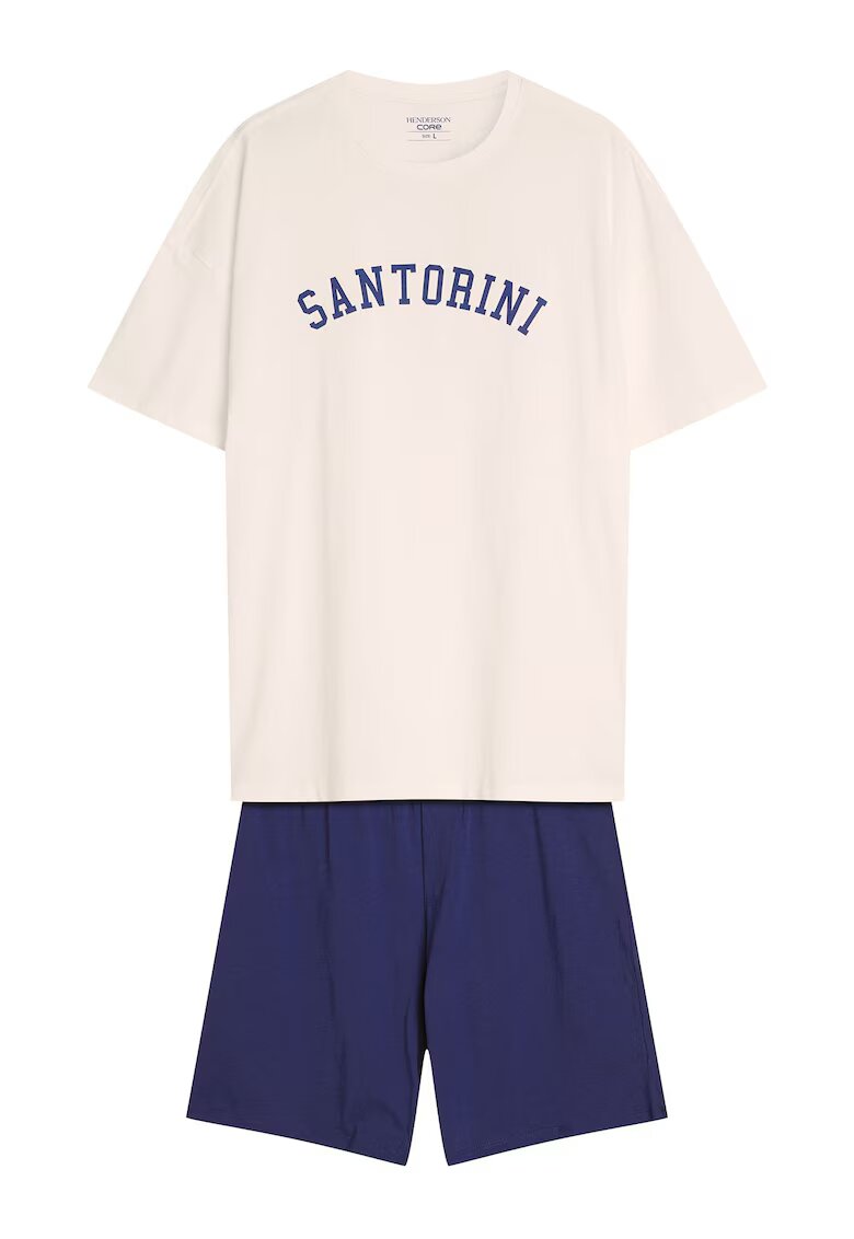 Henderson Pijama barbati Santorini - bumbac - alb/albastru