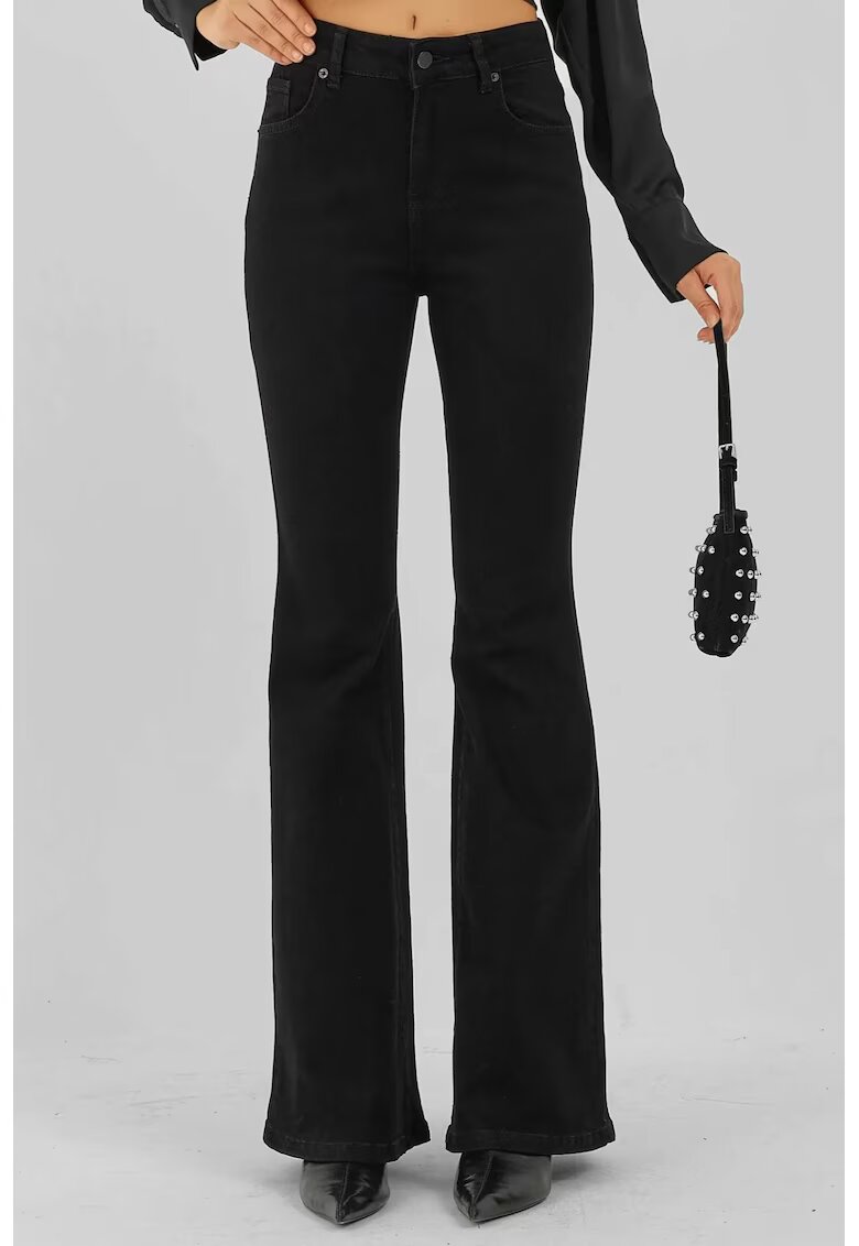 HiCCUP Blugi dama - evazati cu talie inalta - negru - denim