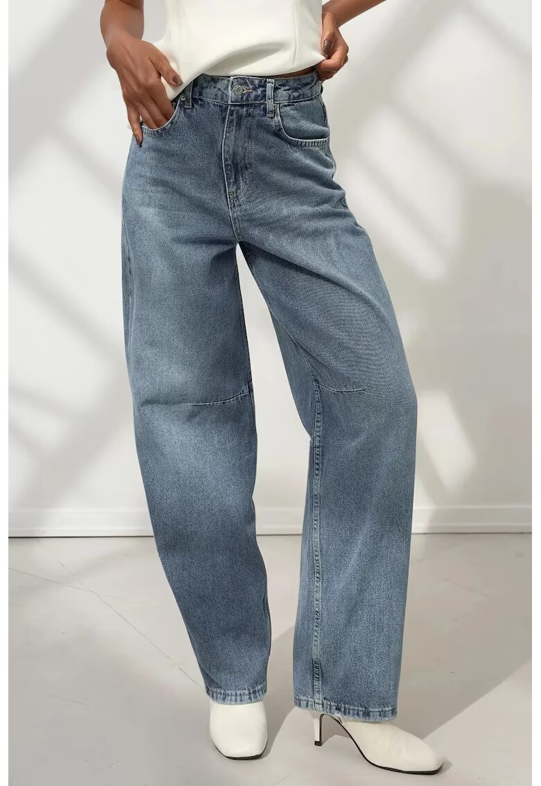 HiCCUP Blugi dama - largi din denim - albastru deschis - croiala baggy