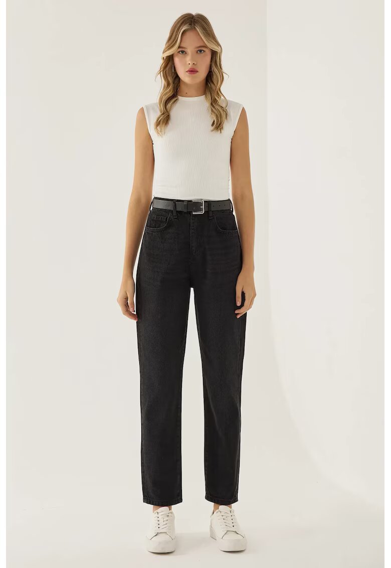 HiCCUP Blugi dama Mom Fit - efect spalat - gri - denim - Gri