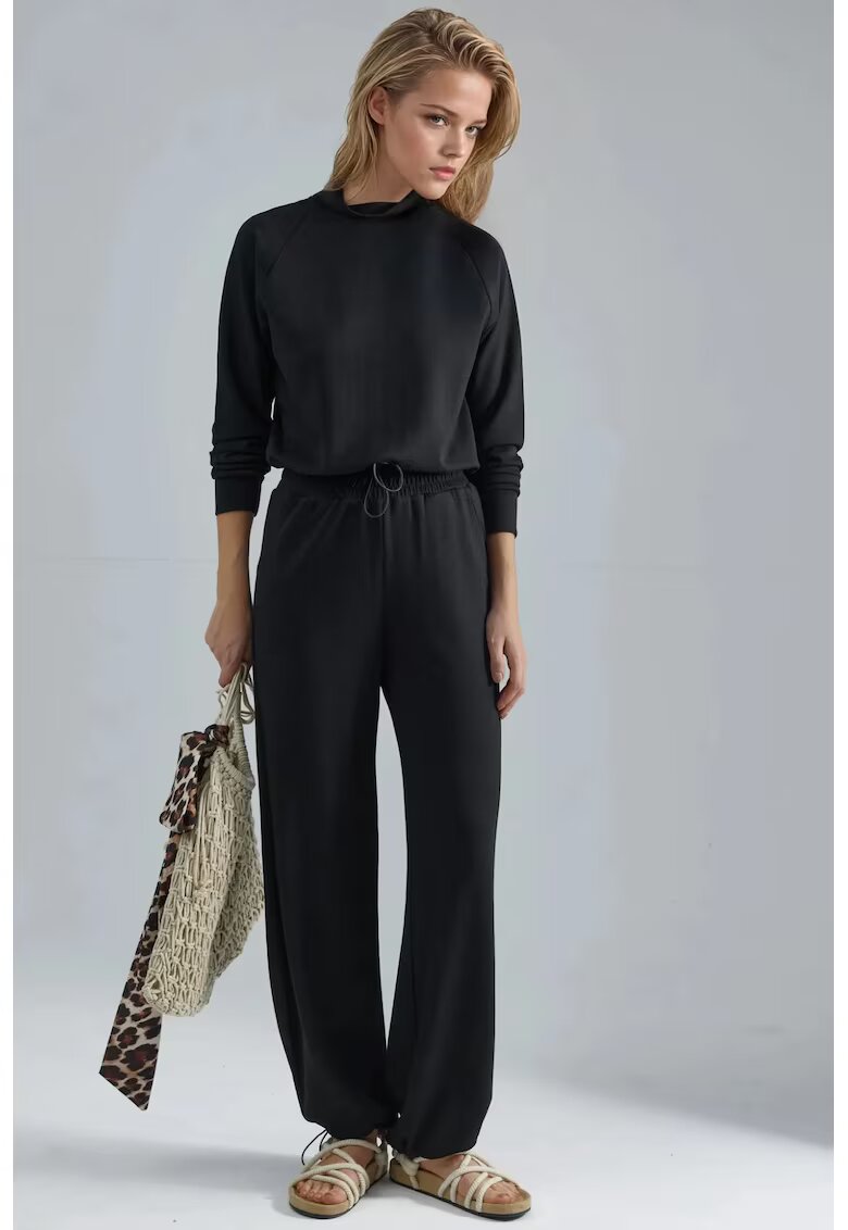 HiCCUP bluza cu guler pantaloni cu talie elastica - negru - Negru