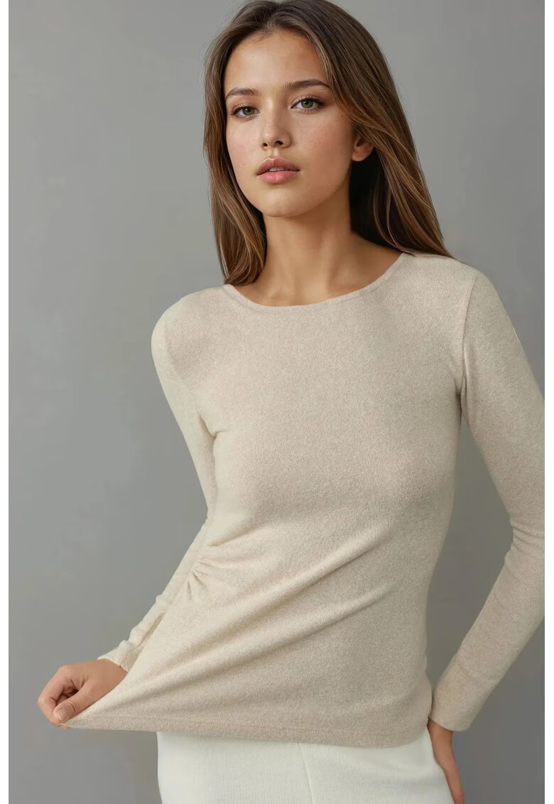 HiCCUP Bluza dama - maneca lunga - ivory natural - jerseu