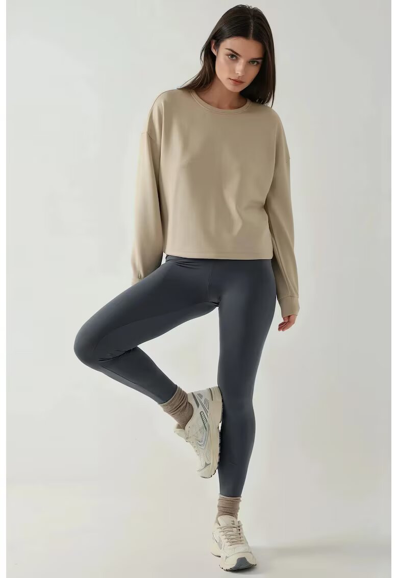 HiCCUP Bluza dama - scurt - maneca lunga - crem natural - jerseu