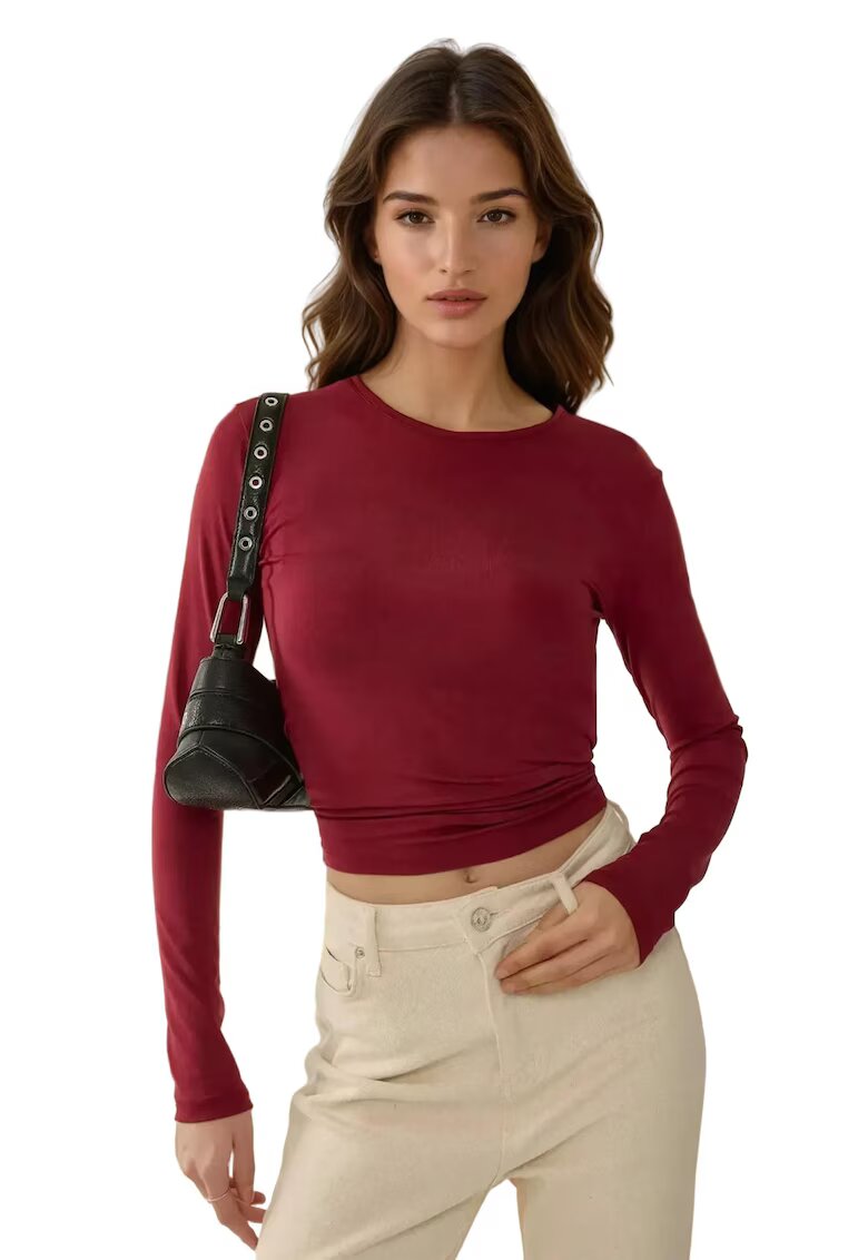 HiCCUP Bluza dama - Slim Fit - maneca lunga - rosu - Visiniu