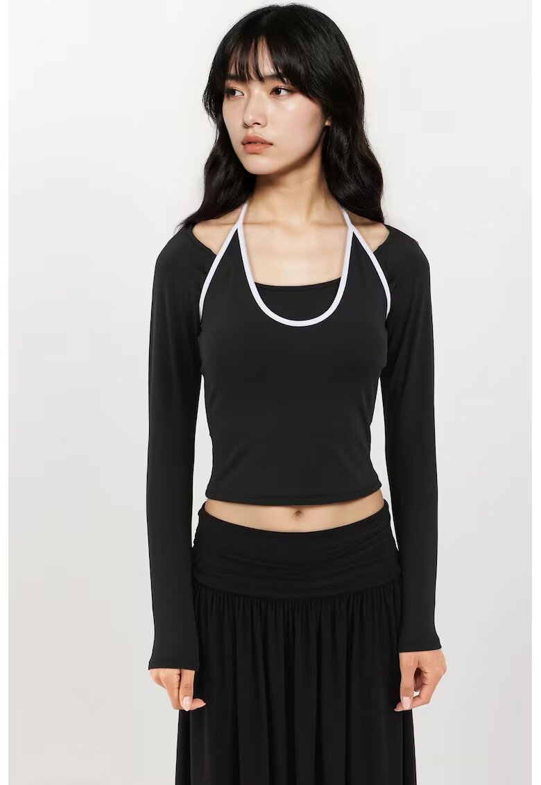 HiCCUP Bluze dama - bluza tricotata - maneca lunga - negru - jerseu