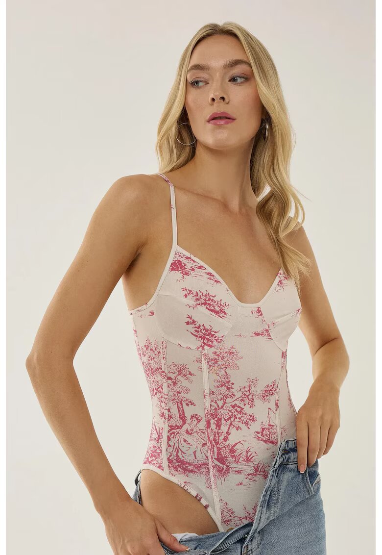HiCCUP Body model inspirat din corset - roz - poliester - slim fit