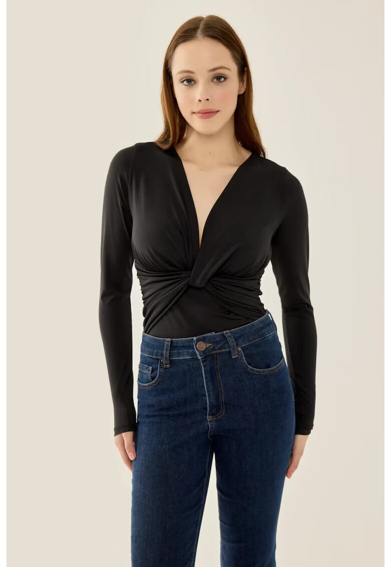 HiCCUP Body slim fit - decolteu in V - negru - poliester - Negru