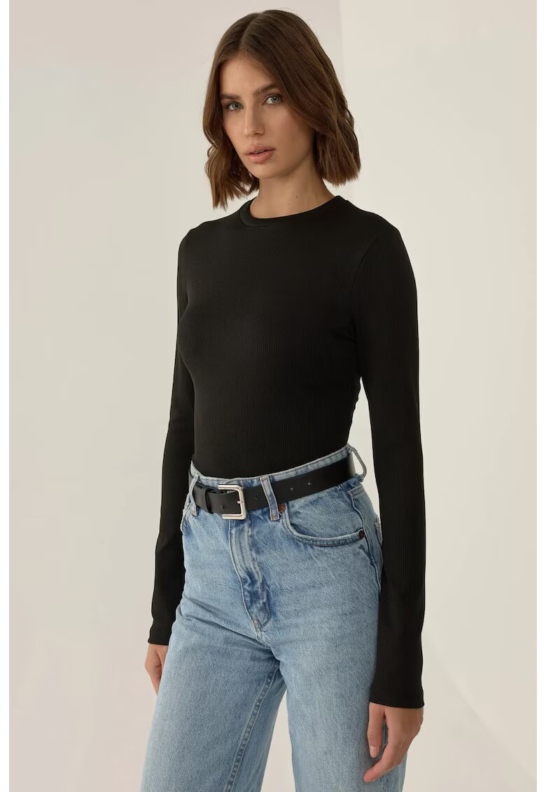 HiCCUP Body slim fit - maneca lunga - negru