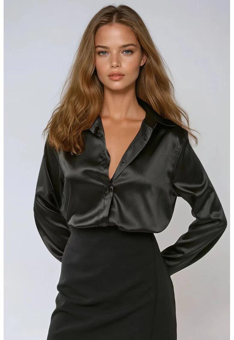 HiCCUP Camasa clasica dama - satin - negru