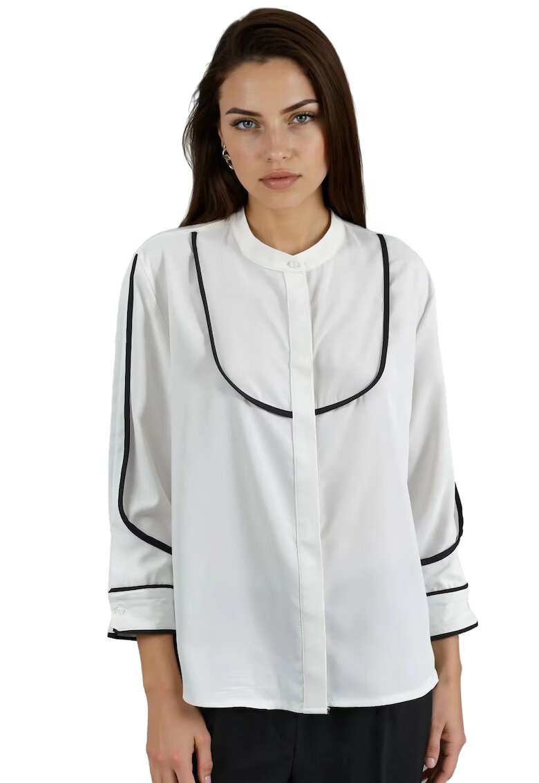 HiCCUP Camasa dama - cu detalii contrastante - alb/negru - textil