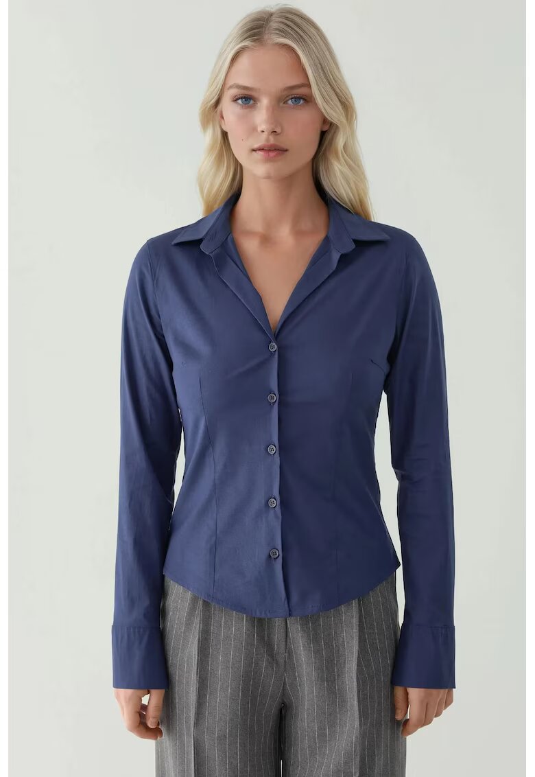 HiCCUP Camasa dama - eleganta - maneca lunga - bleumarin - textil - Bleumarin