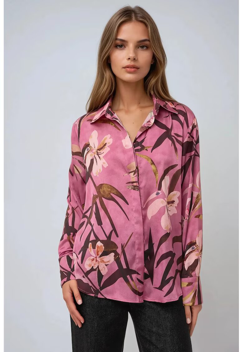 HiCCUP Camasa dama maneca lunga - imprimeu floral - poliester - multicolor