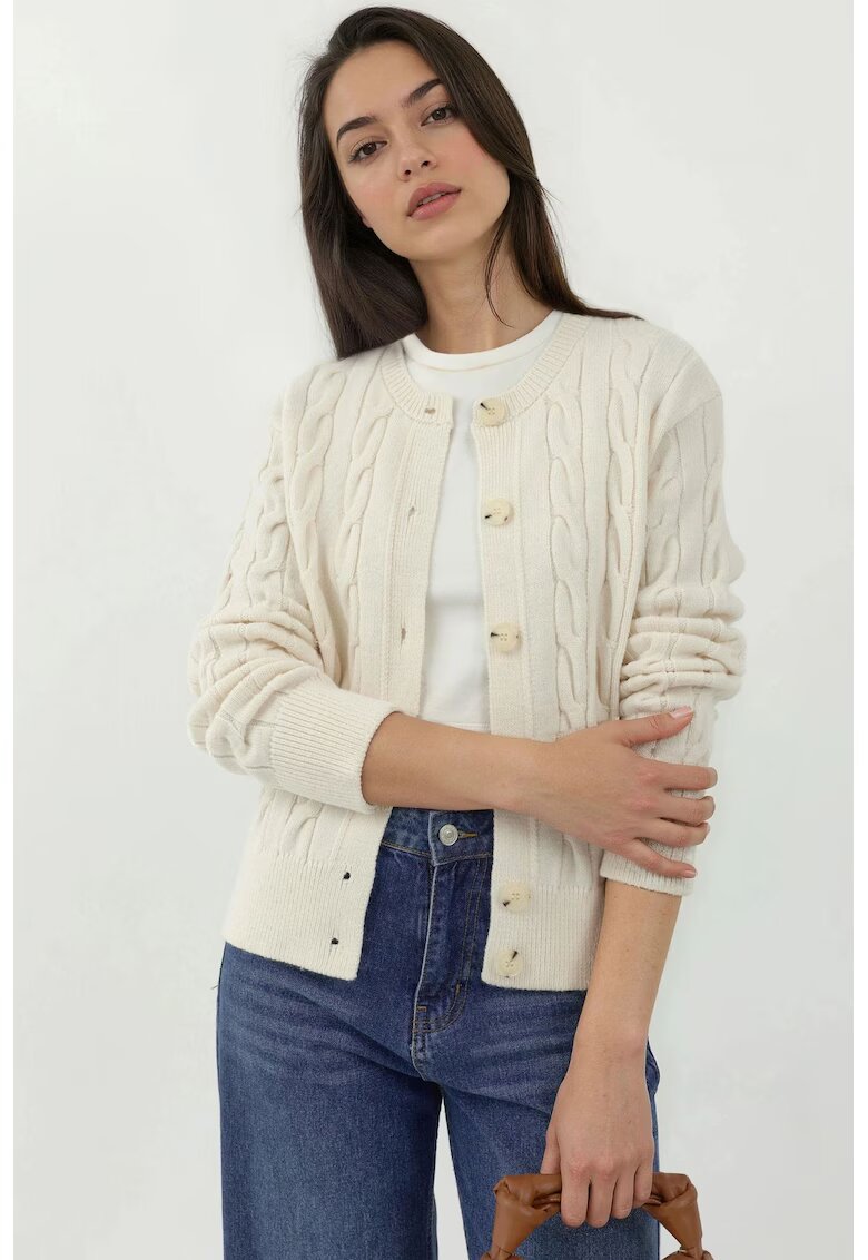 HiCCUP Cardigan - cu nasturi - pulover dama - Fildes Natural -