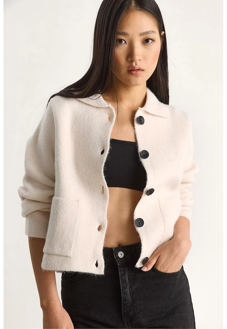 HiCCUP Cardigan - tricotat - cu buzunare - ivory natural -
