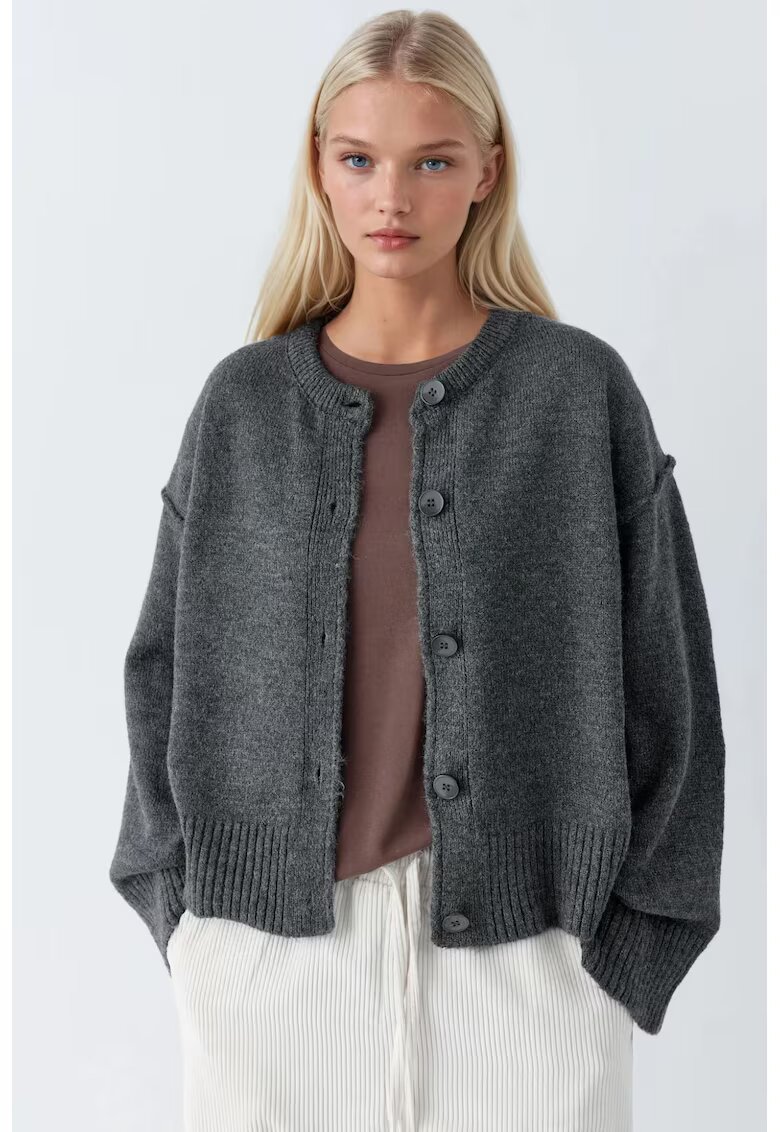HiCCUP Cardigan tricotat - relaxat - gri - textil