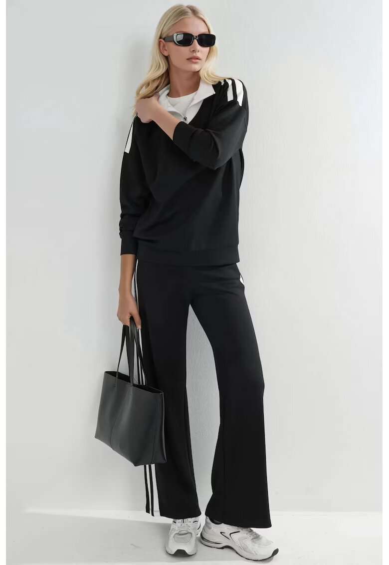 HiCCUP Compleu dama - din doua piese - pantaloni largi - negru - jerseu