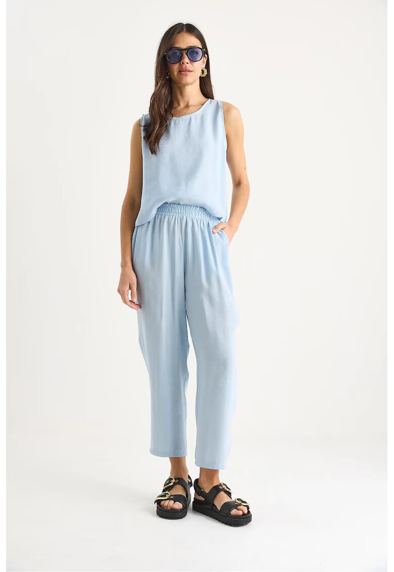 HiCCUP Compleu dama - tunica cu maneca lunga - pantaloni largi - albastru - textil -