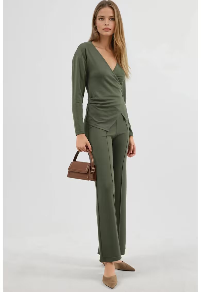HiCCUP Compleu din doua piese - bluza si pantaloni - detalii accesorii - verde kaki