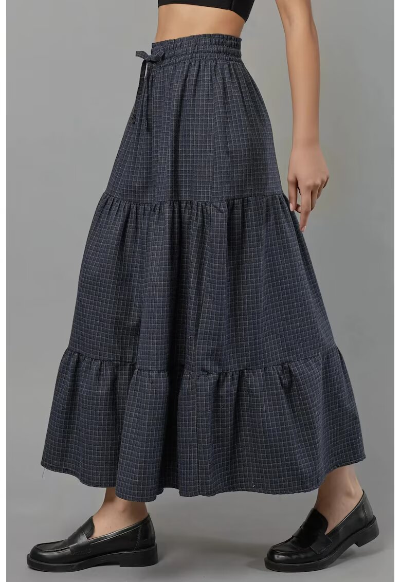 HiCCUP Fusta maxi - volane - Oxford Blue - textil