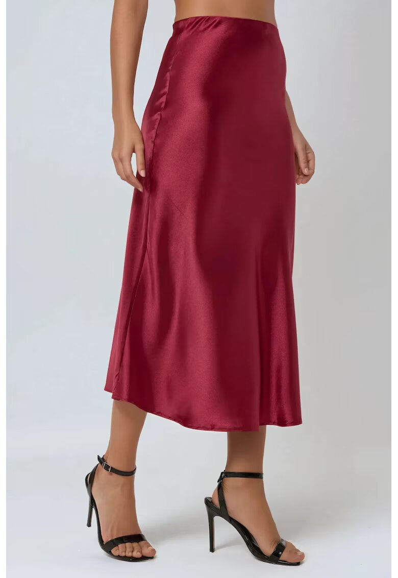 HiCCUP Fusta midi dama - talie inalta - satin - rosu